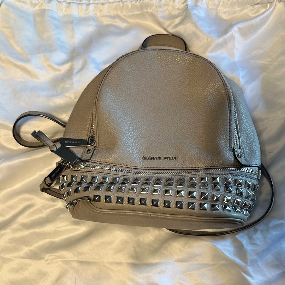 Michael Kors Taupe Studded Backpack